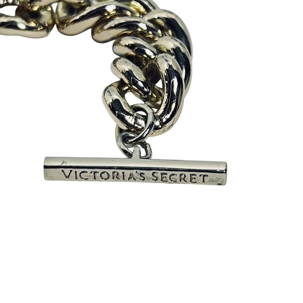 Victoria Secret Chunky Gold Tone And Clear Rhinestone Bracelet (6116) - Picture 4 of 4
